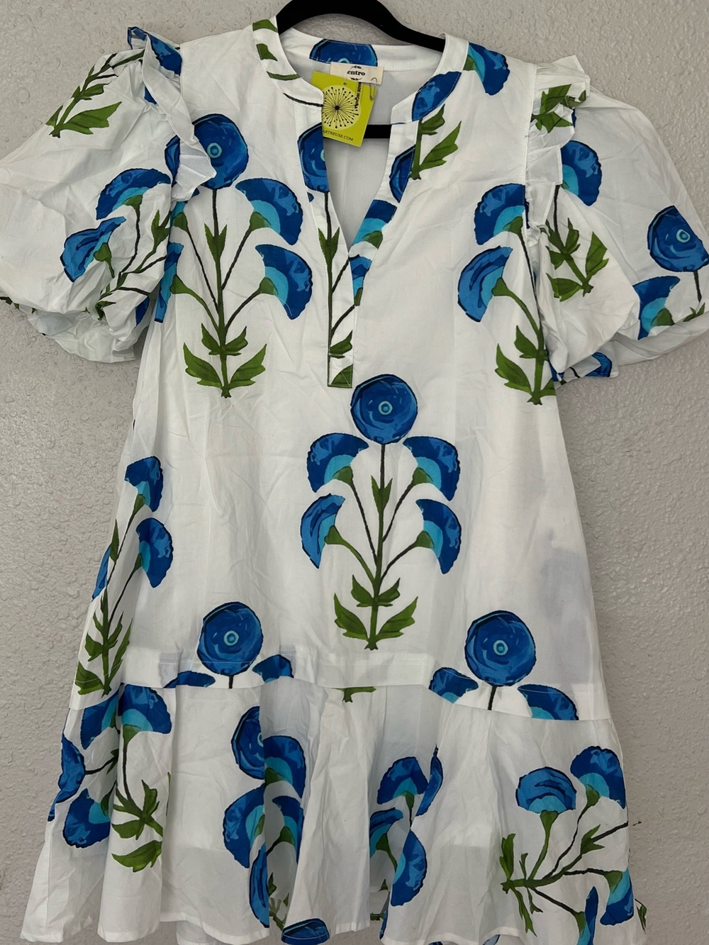 BellanBlue Blue and White Floral Midi Dress